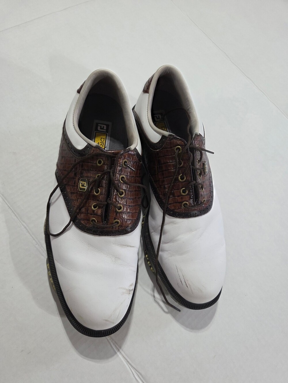 FootJoy DryJoys Tour Men's White & Brown Golf Shoes